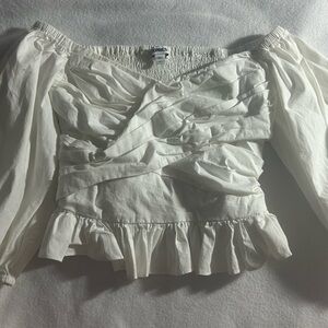 Express White Ruffle Blouse